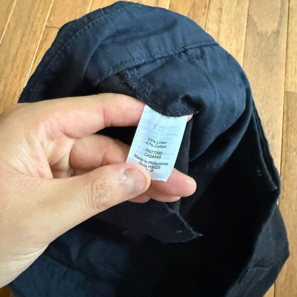 J. Crew | Preppy Summer Vacation Black Linen Blend Shorts Scallop Hems Size 10 - Picture 8 of 10